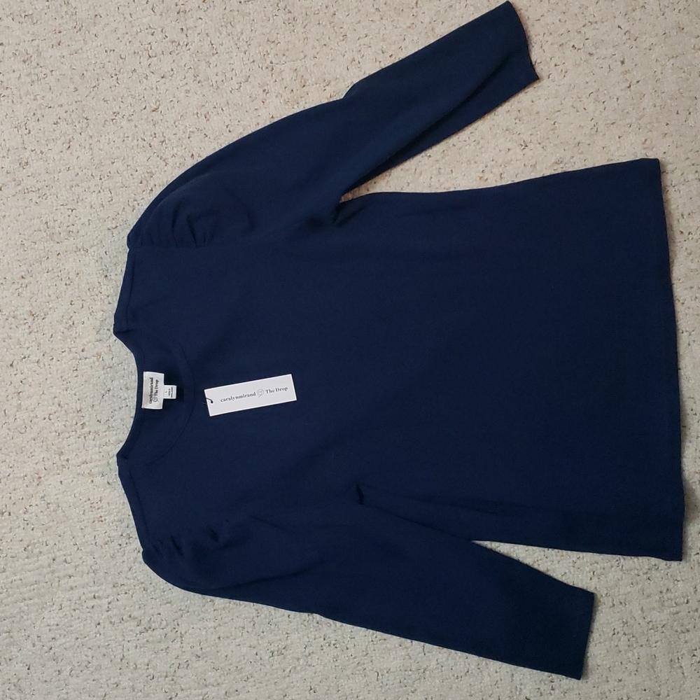 Caralyn Mirand The Drop Womens Blue Puff-Sleeve Knit Top NWT